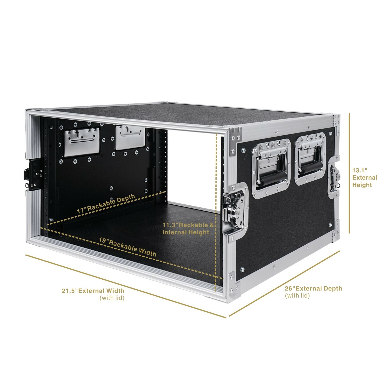 Sound Town 6U Rack Case, 6-Space with 21” Depth Plywood Metal Corners (STRC-6U)