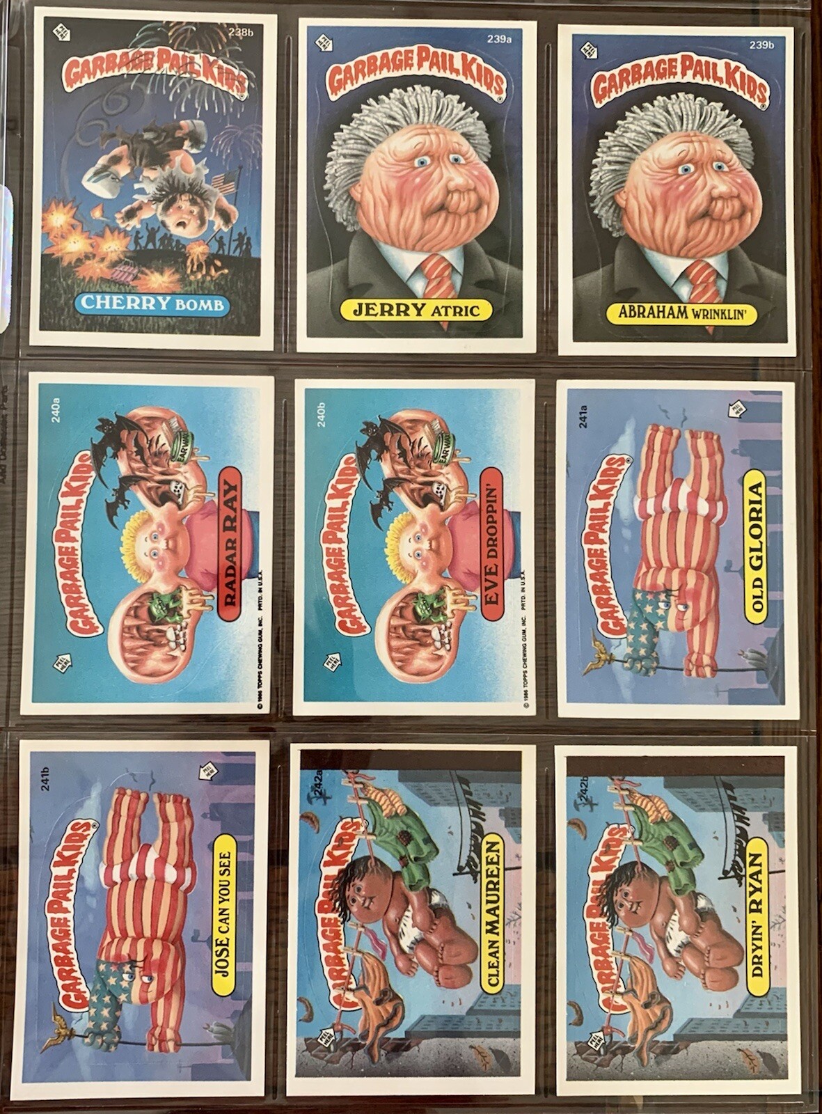 1986 TOPPS GARBAGE PAIL KIDS OS6 ORIGINAL SERIES 6 COMPLETE 88 CARD SET W/BINDER