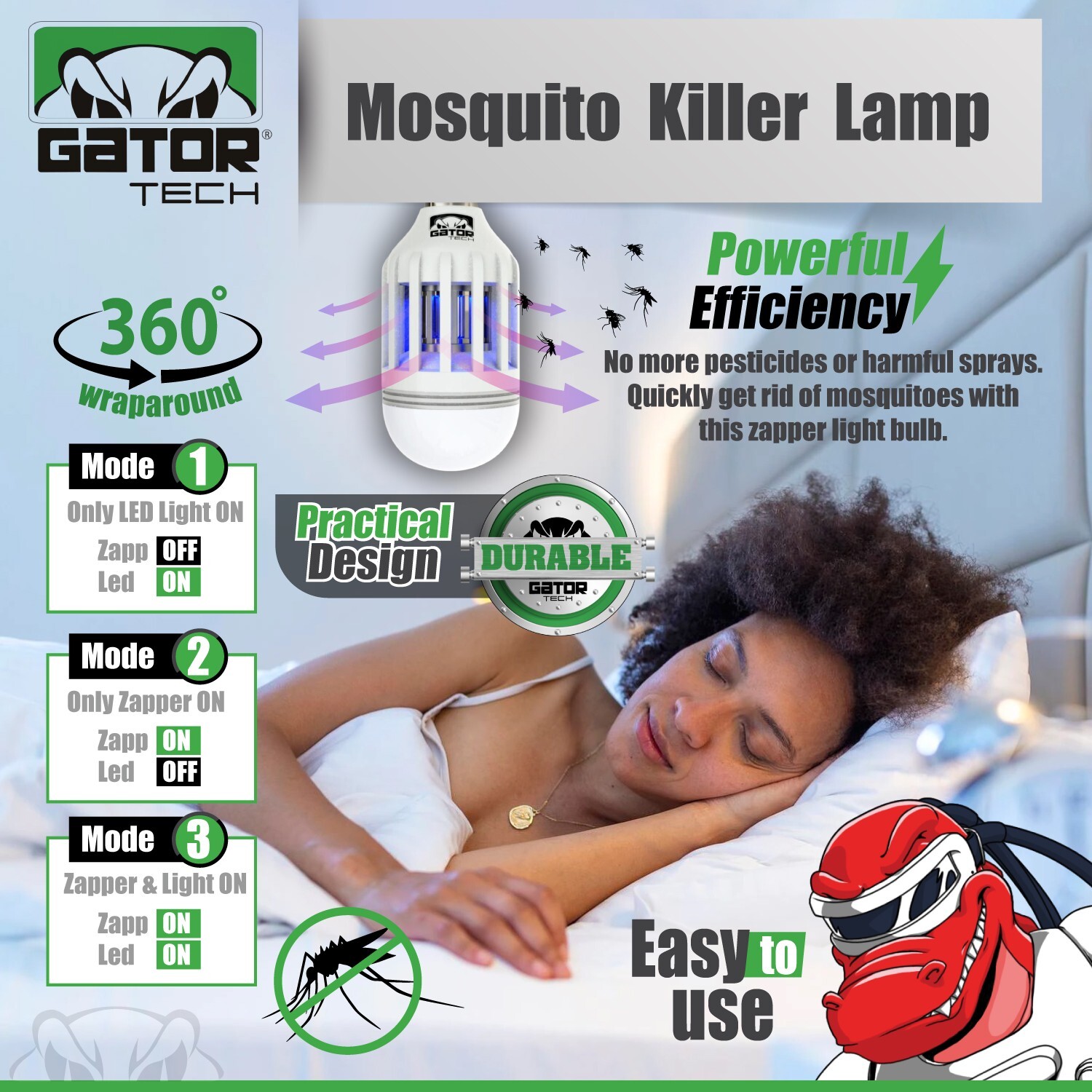 Insect Bug Mosquito Zapper Light Bulb Fly Trap Killer Indoor Outdoor UV Led Lamp
