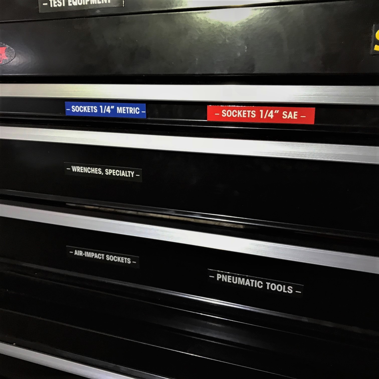 Magnetic TOOLBOX LABELS for all metal tool boxes 30 pieces color coded USA ship