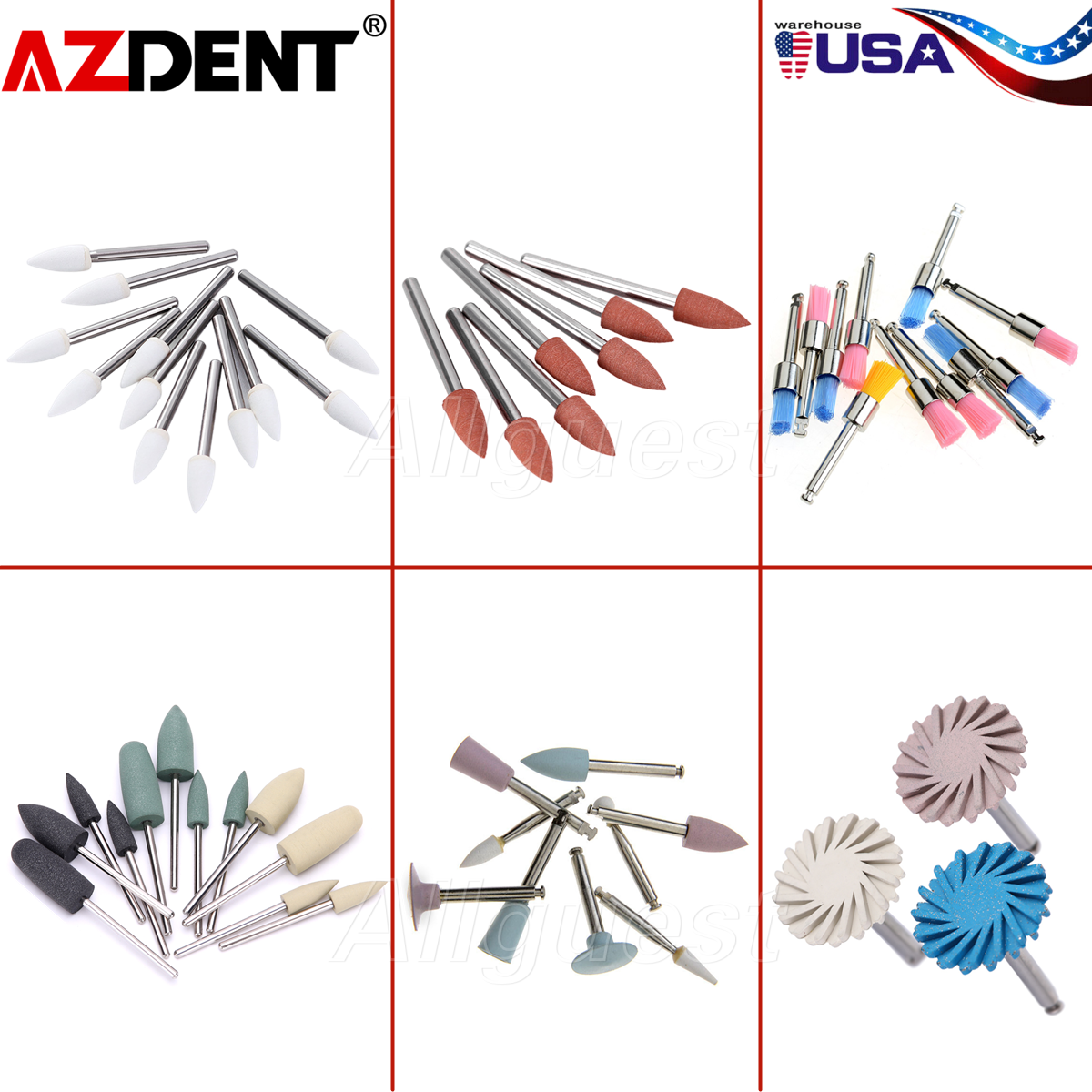 Dental Composite Polishing Kit Burs Polishers Brushes for Low Speed Handpiece