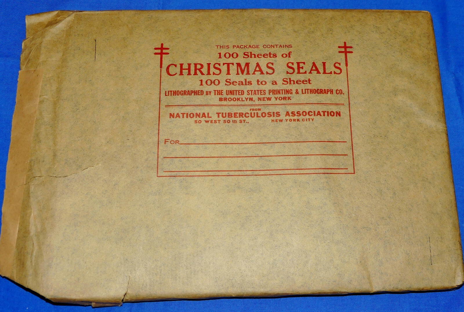 1937 WX88 Bell Ringer Sheet of 100 Printer "E" US Christmas Seals/Stamps MNH