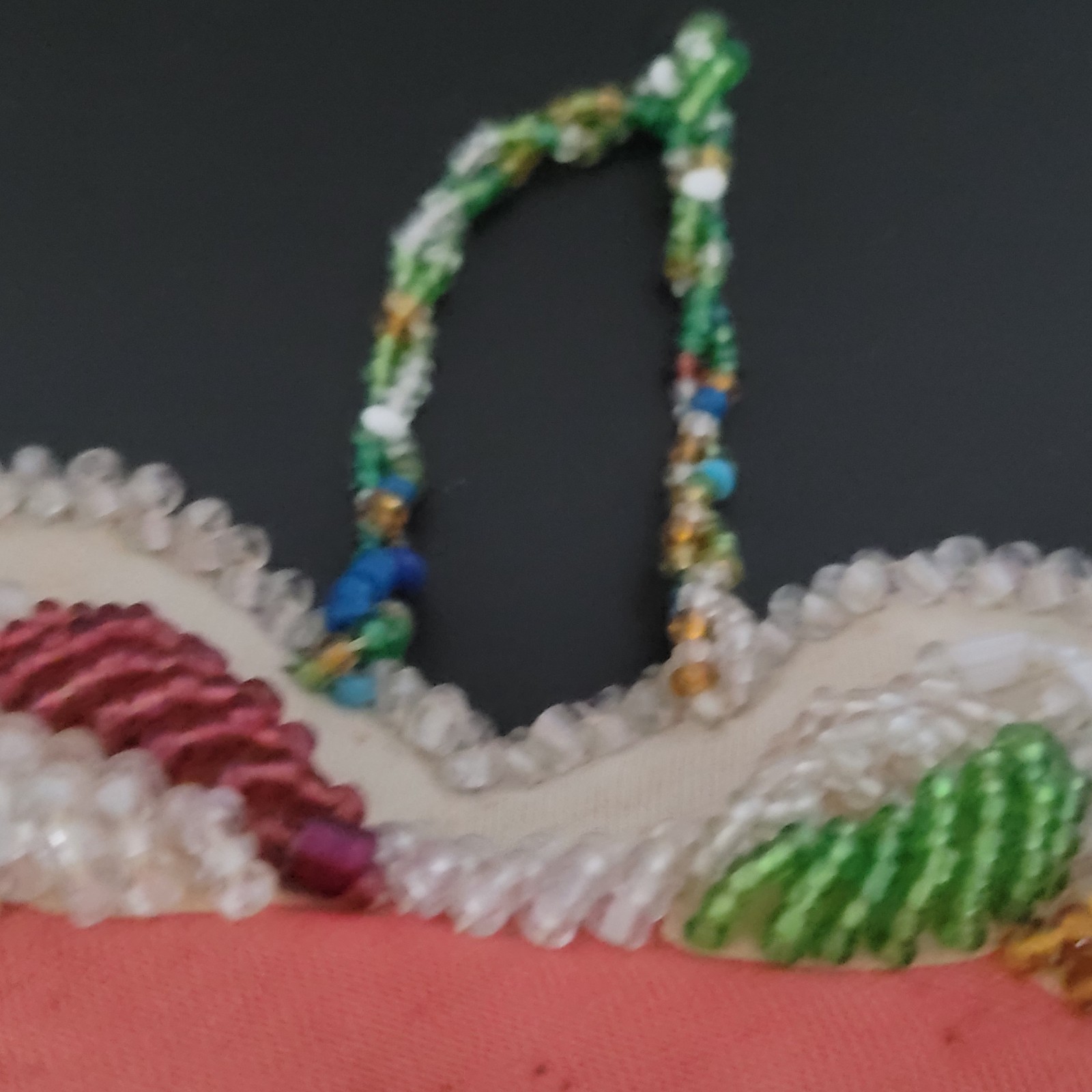 Antique 1903 Native American Beaded Heart Shaped Pillow Iroquis 5.5" x 5"