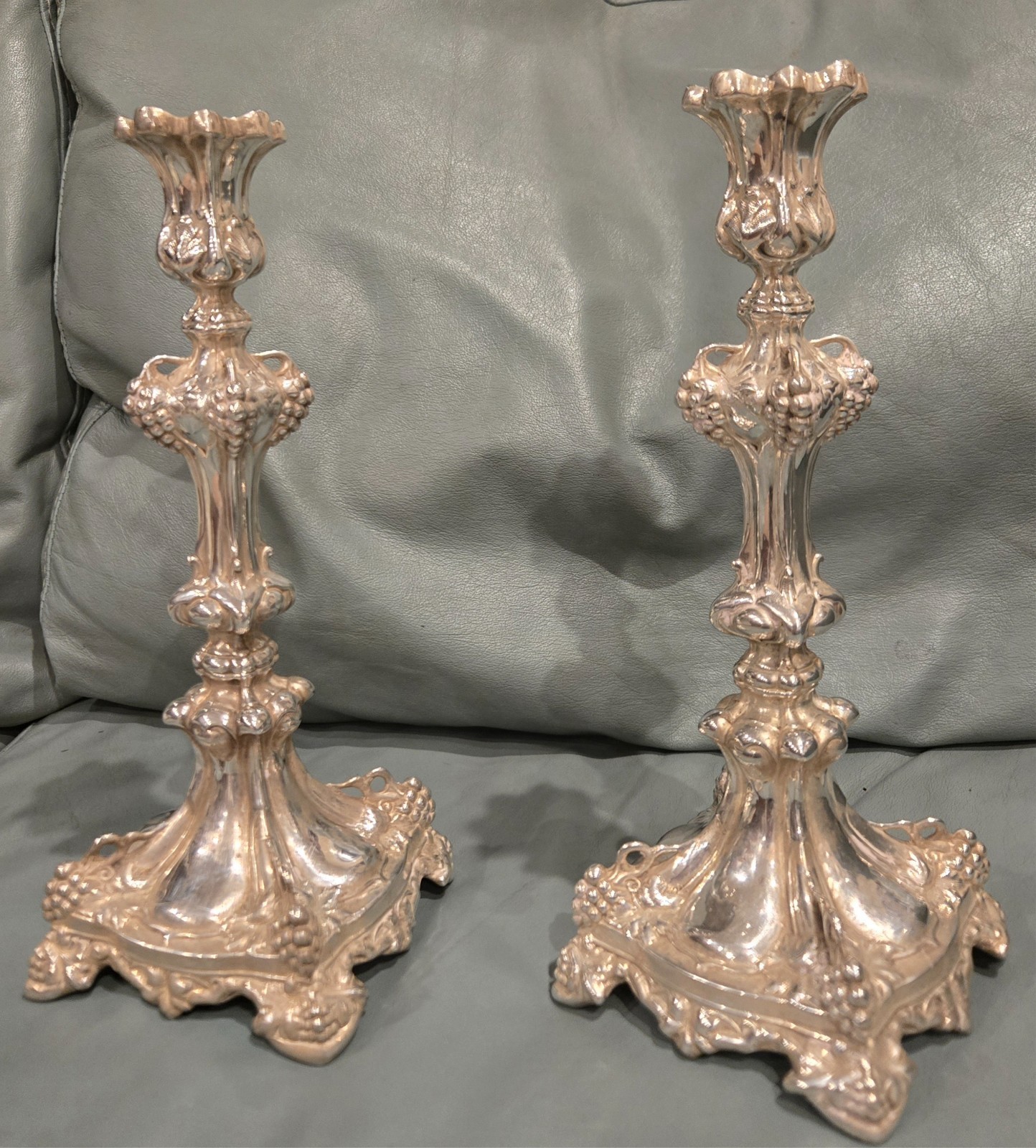 2 x Silver Candelabras, Candle holders, 947 grams .999 pure, no fillers in base.