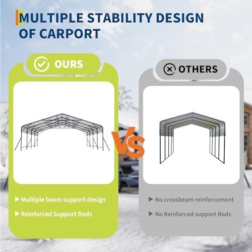 Heavy Duty Metal Carport 20 x 20 ft Outdoor Car Shelter Garage for Boats