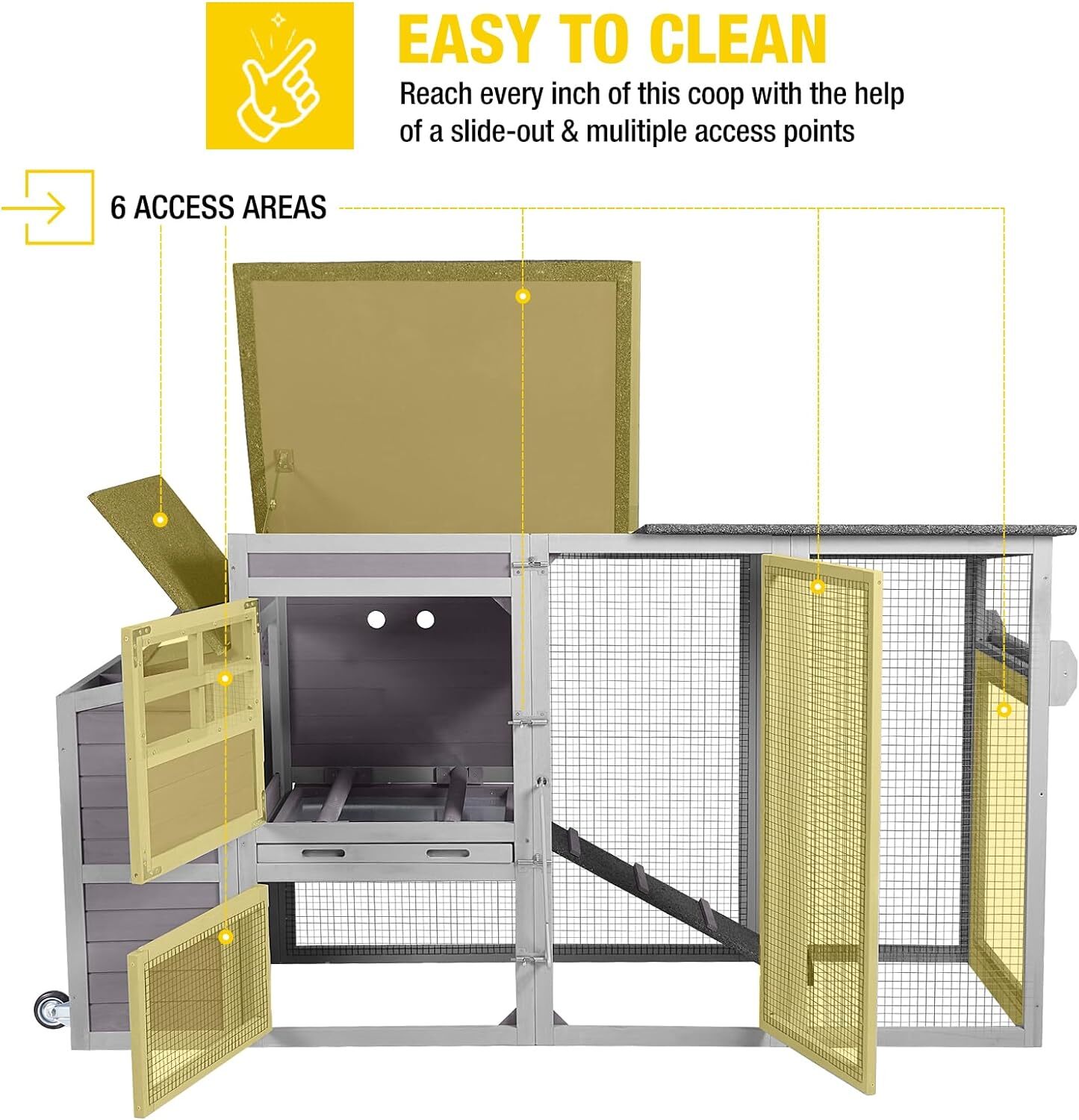 Aivituvin Chicken Coop Mobile House with Wheels Wooden Hen House Poultry Cage