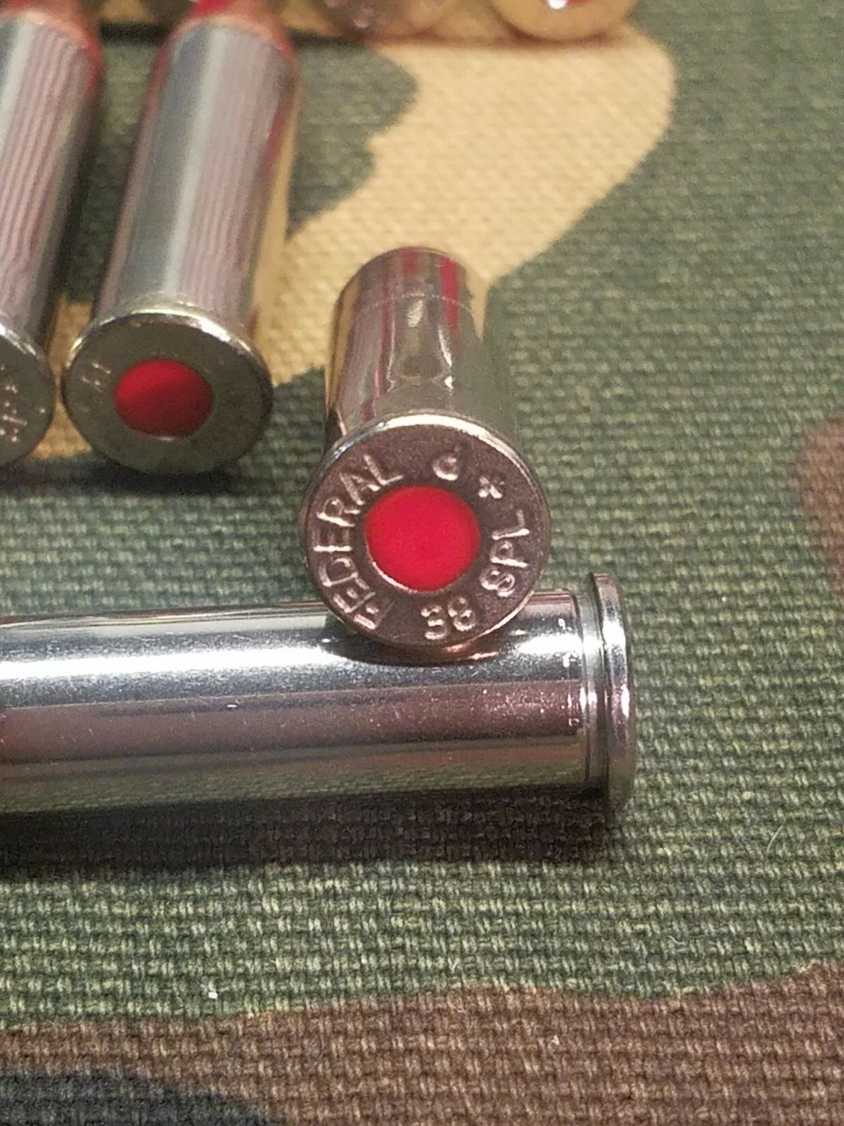 38 SPECIAL SNAP CAPS SET OF 10, NICKEL+RED, REAL 125gr WEIGHT!!!