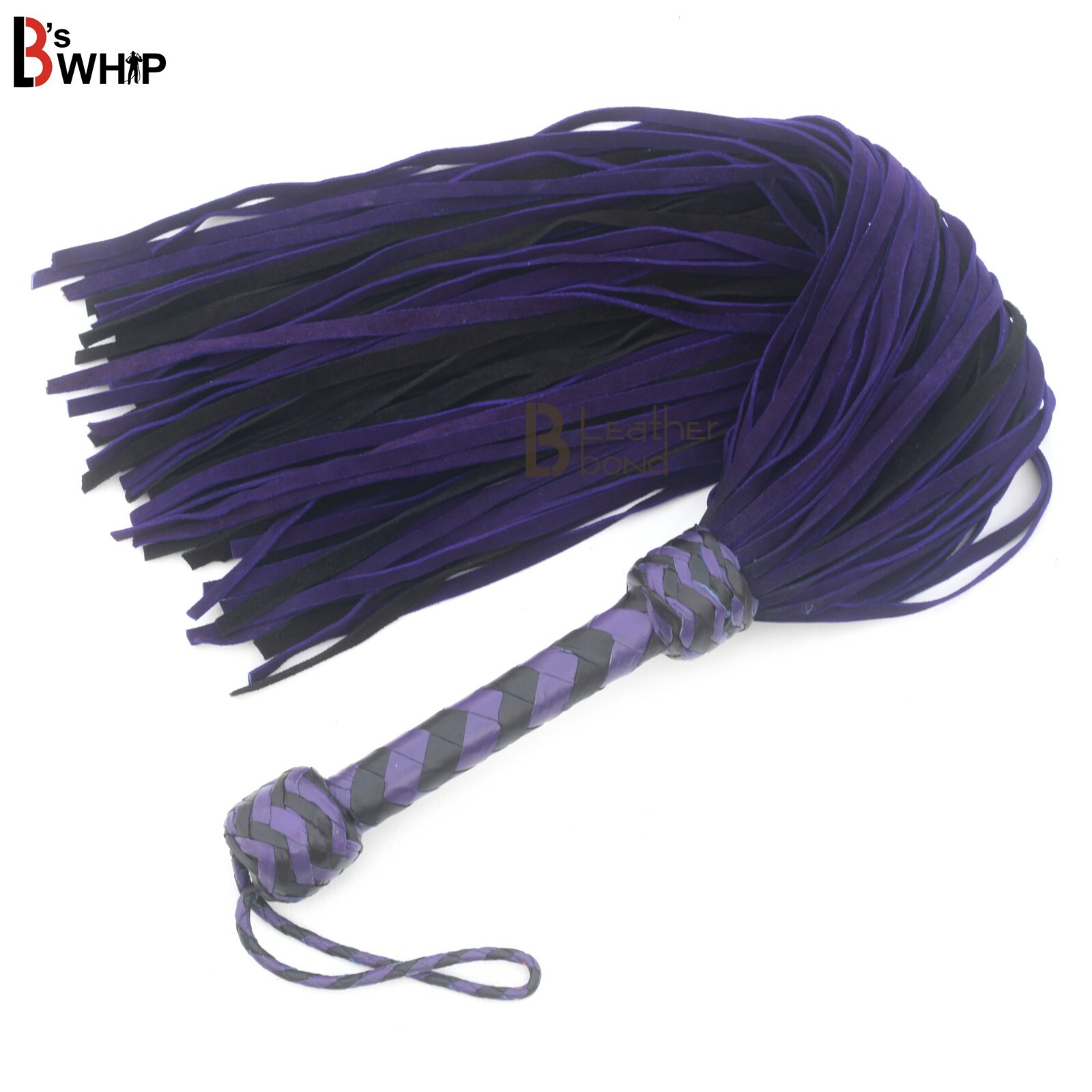 Real Cowhide Suede Leather Flogger 100 Falls Purple Black Heavy Thuddy whip