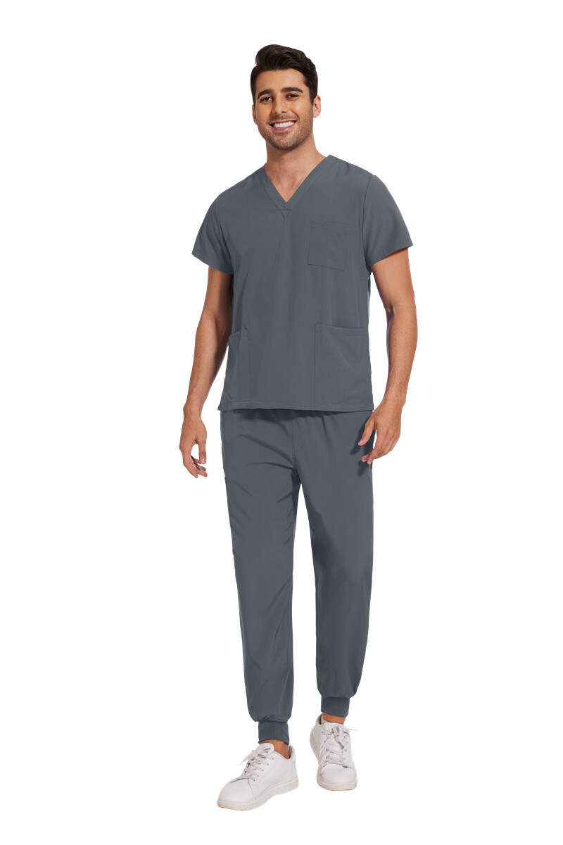 Stretch Medical Uniforms Scrub Set Men V-Neck Jogger Hospital Clinic Workware