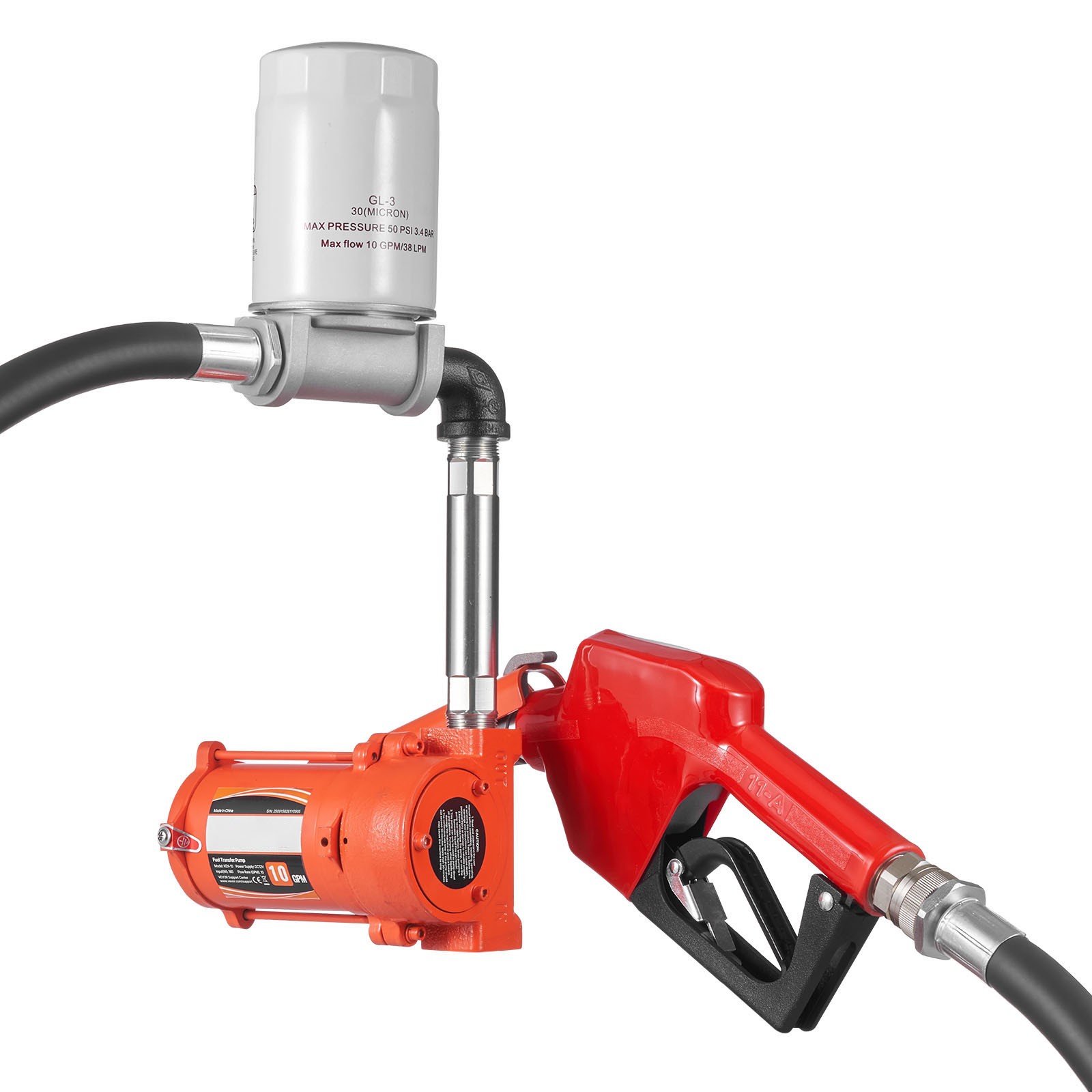 Uimoso 12V DC Fuel Transfer Pump, 10 GPM for Diesel, Gasoline, with Auto Nozzle
