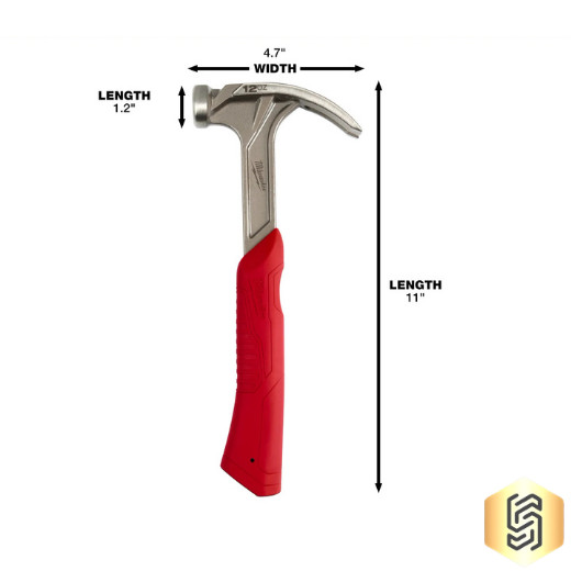Milwaukee 48-22-9019 12oz Smooth Face Hybrid Claw Finish Hammer
