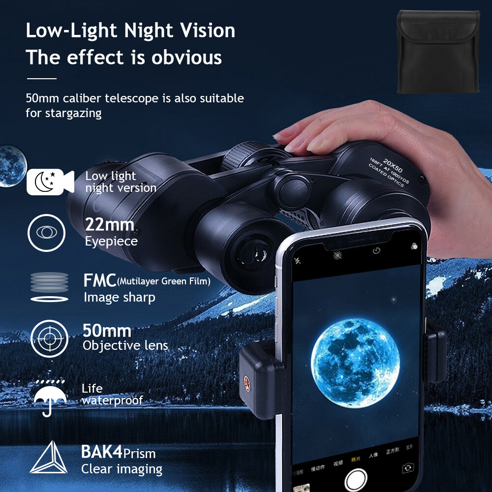 100X180 Zoom Binoculars Day Night Vision BAK4 Prism High Power Waterproof + Case