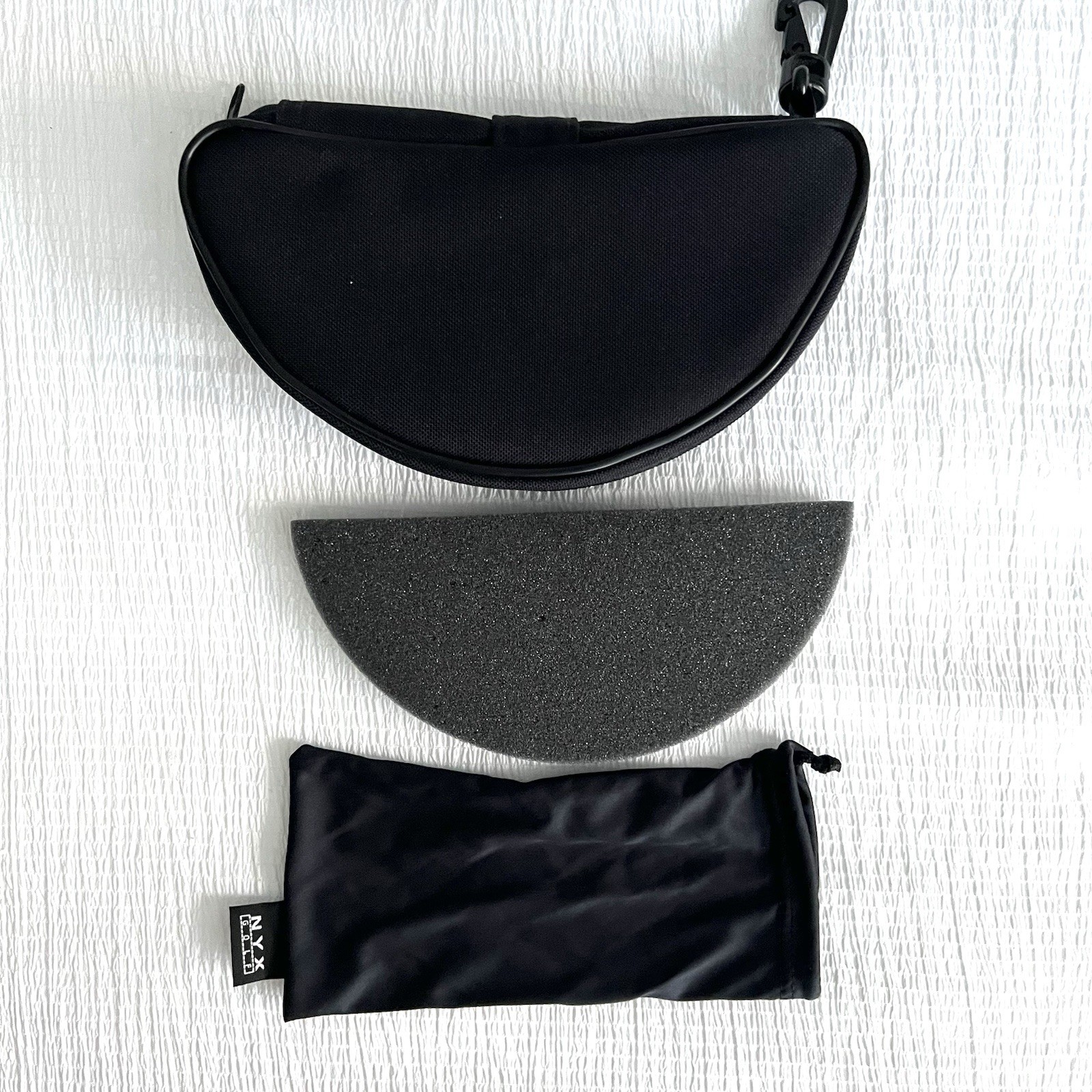NYX Golf Black Sunglasses Case - CASE Only With Foam Padding And Sleeve And Clip