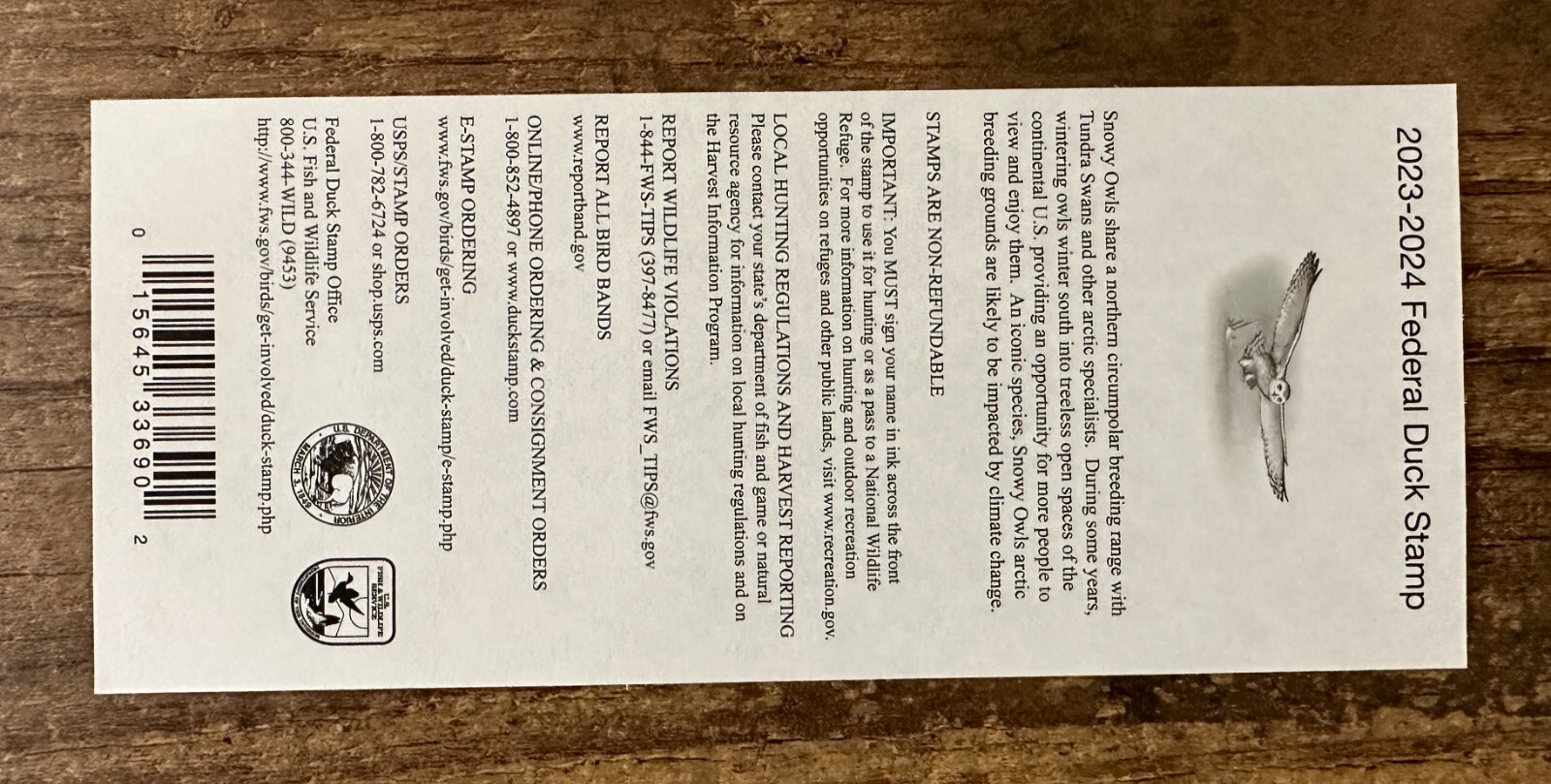 #RW90A 2023 / 2024 - US Federal Duck Stamp **New From Sealed Pack**