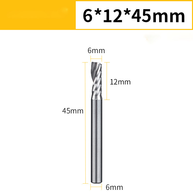 Solid Carbide Single Flute Spiral Router Bit End Mill For MDF Acrylic Hard Wood