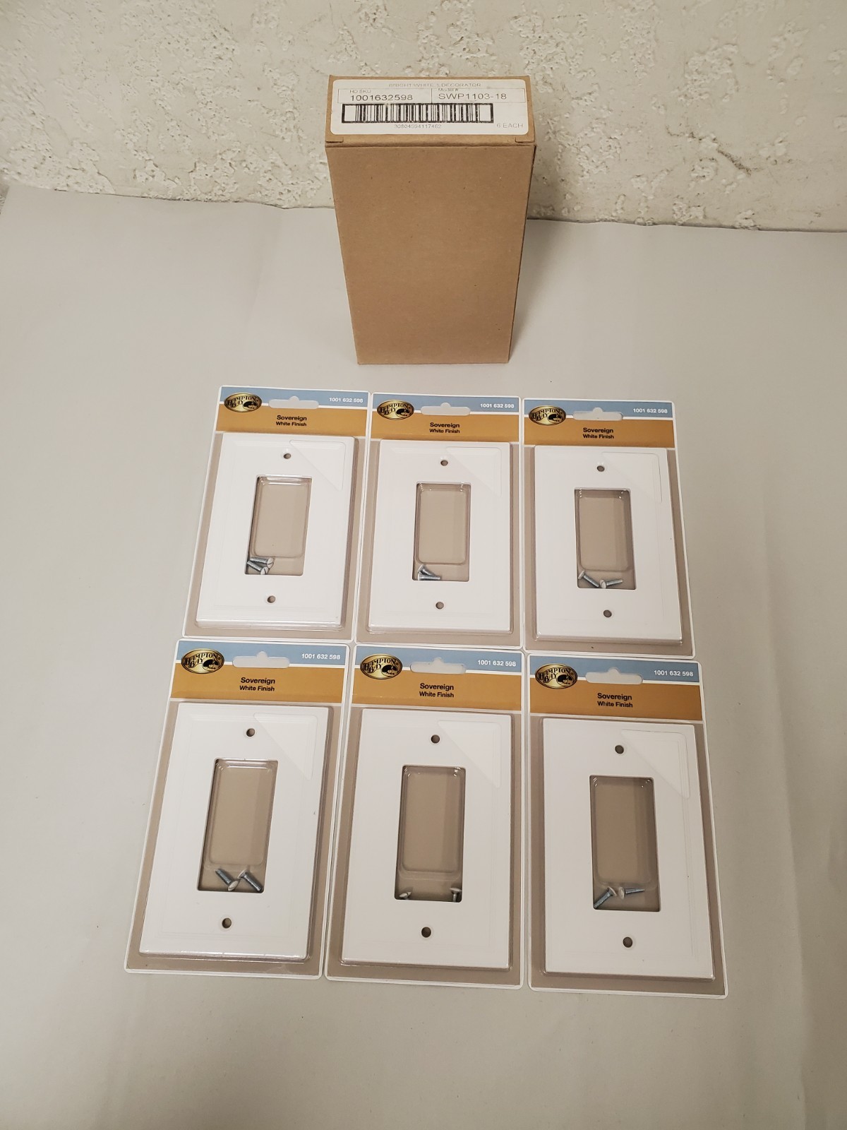 *6-Pack* Hampton Bay 1 Gang Bright White GFCI Decorator Wall Plate (SWP1103-18)