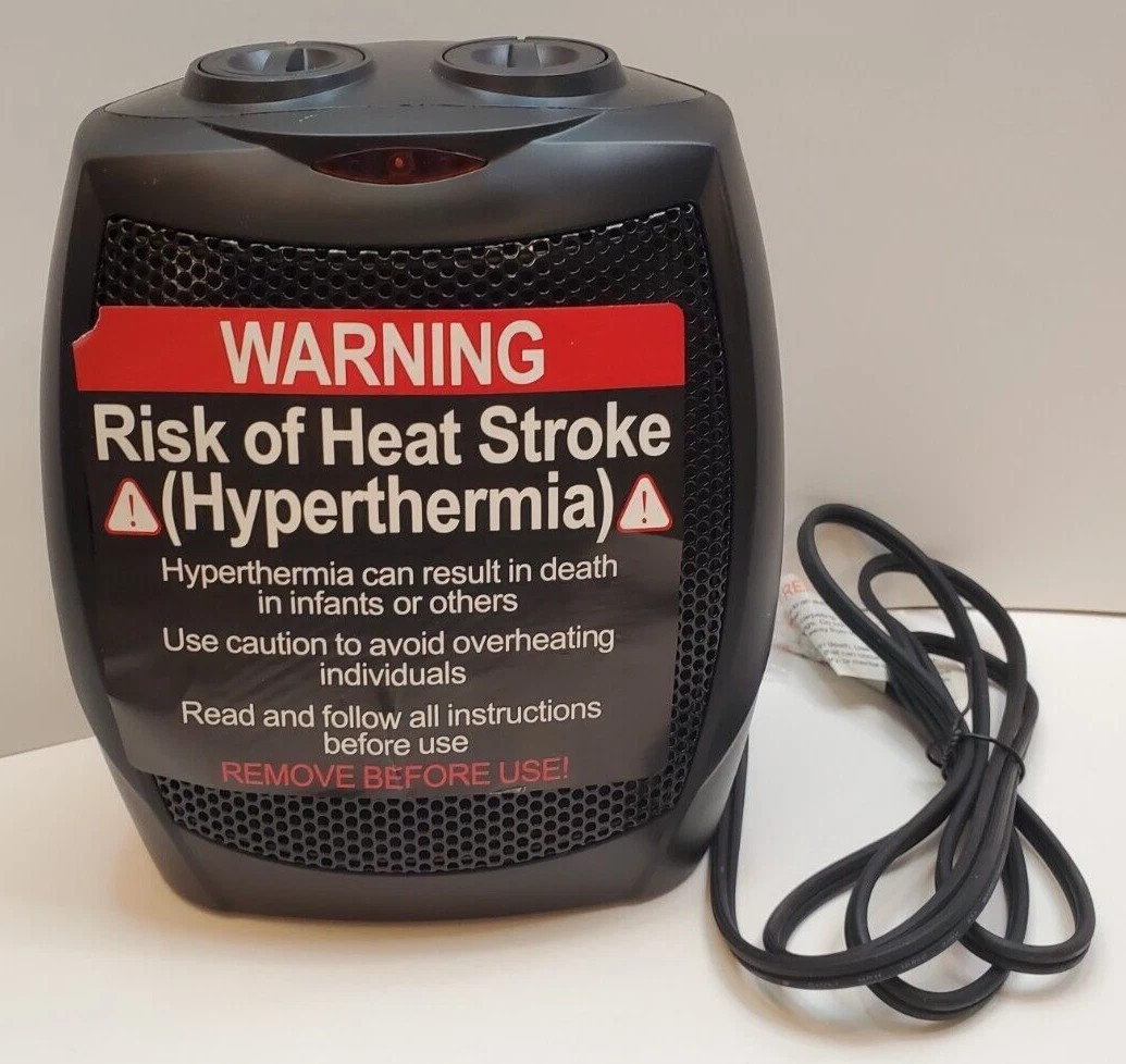 Portable Electric Space Heater with Thermostat, 1500W/750W Safe and Quiet Cerami