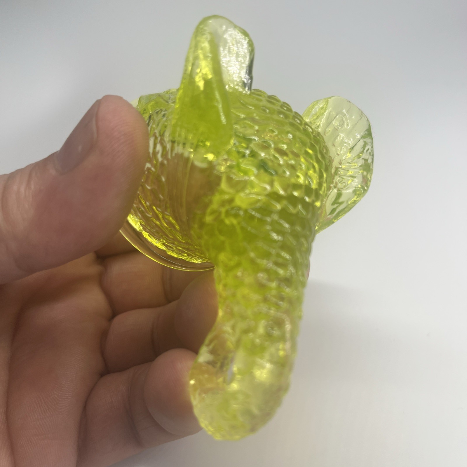 Summit Vaseline Dolphin Fish Whale Salt Cellar w_Lid 3.5" Uranium Topaz Canary