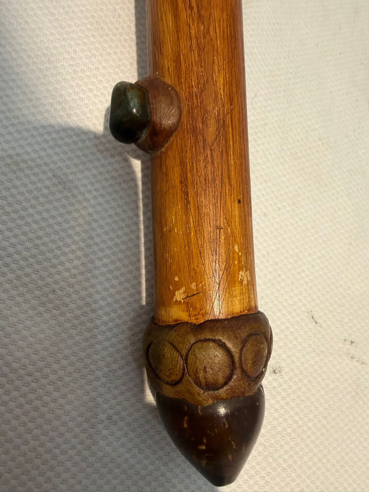 Vintage Hand-Carved Wooden Pipe Bull Head Horn Design Tribal Ethnic Decor