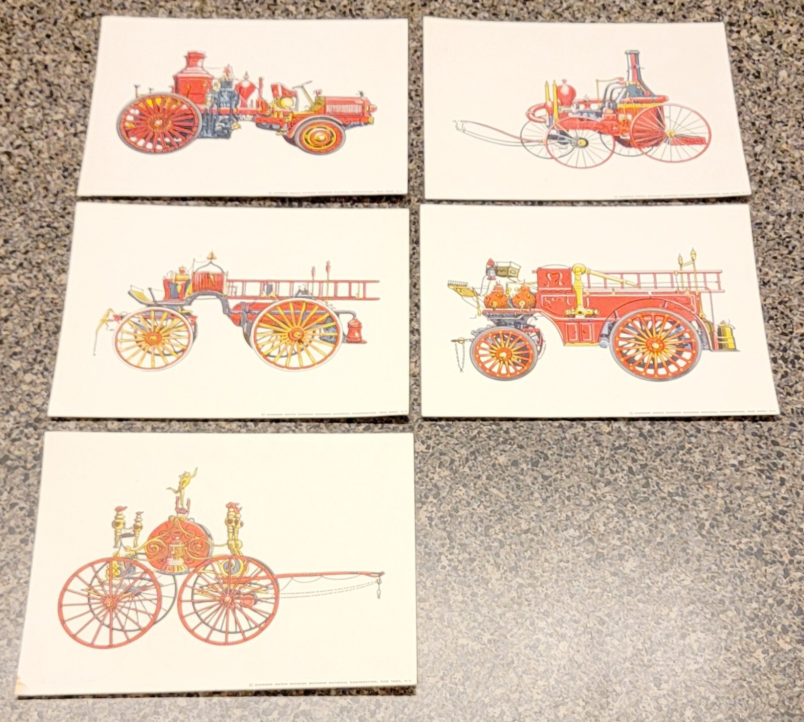 Vintage DIAMOND MATCH DIVISION Assorted ENGINE Prints Lot of (5) 8"x 6" NEW YORK