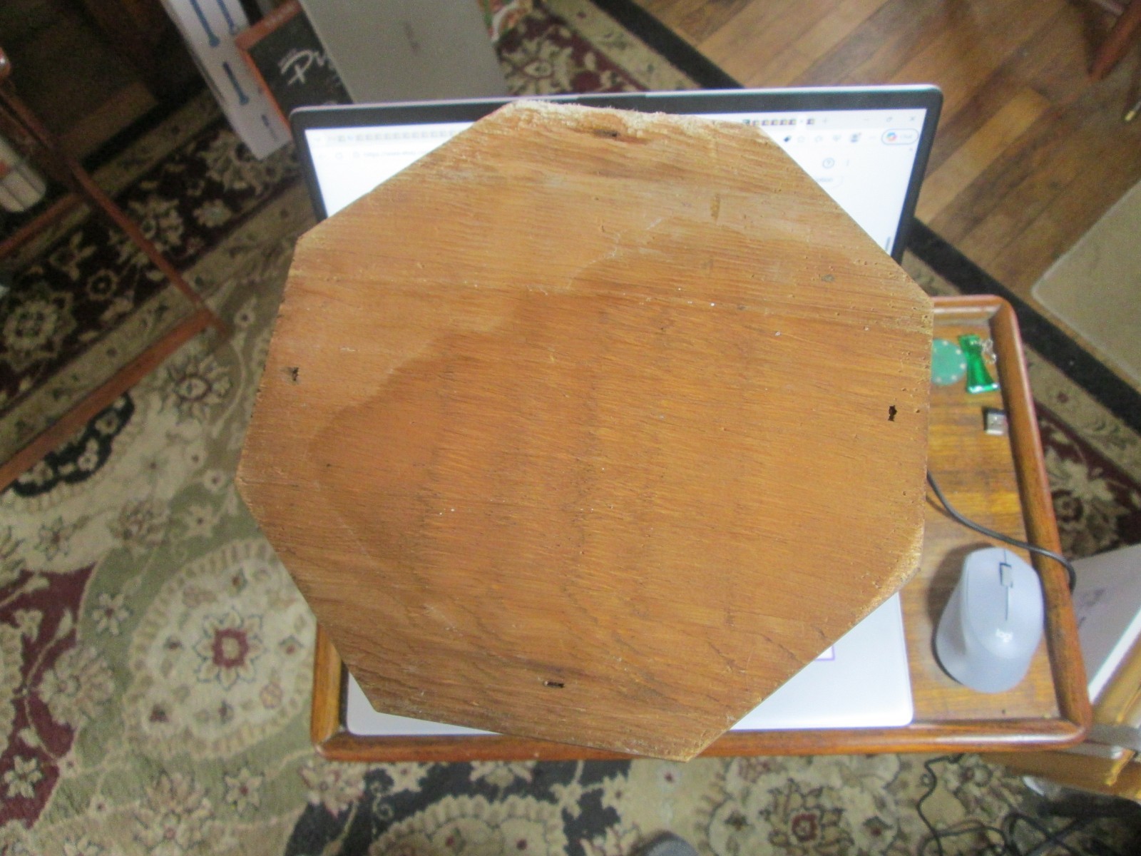 Vintage Wood 18" Umbrella Cane Stand Lion Head Accents Pulls