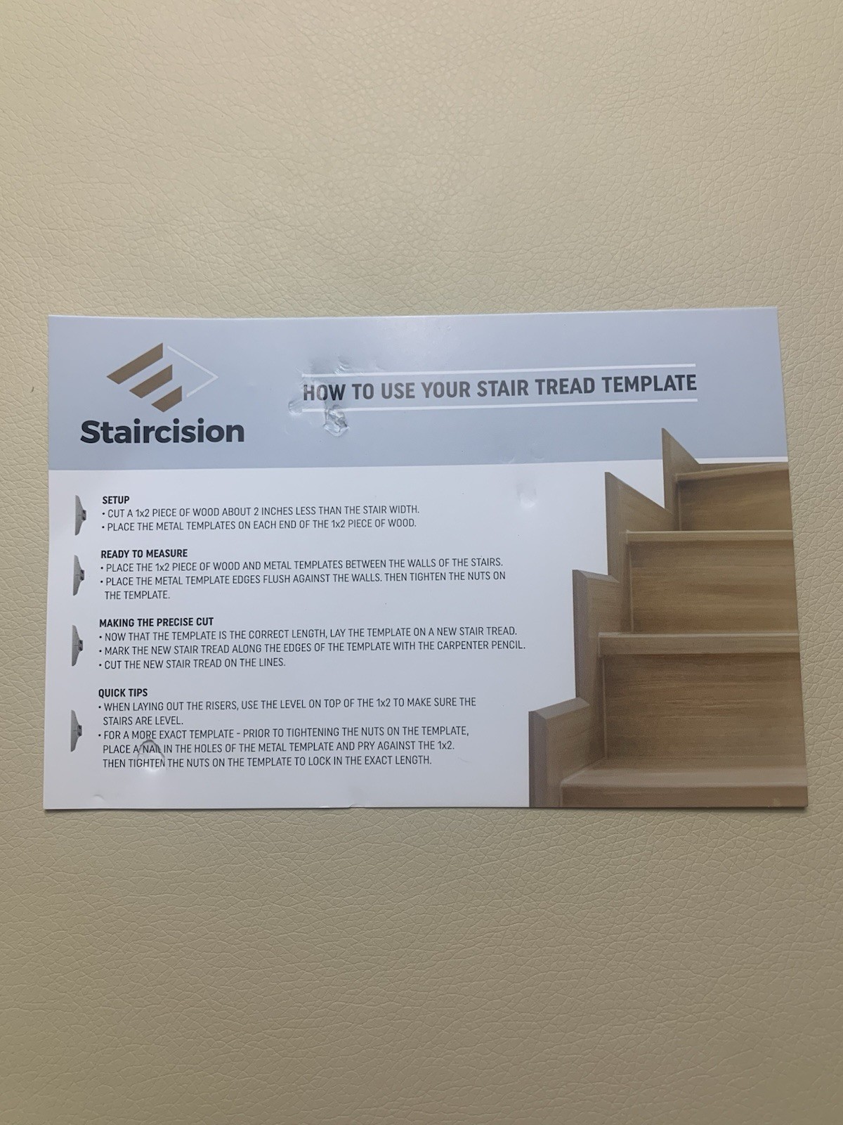 Staircision Stair Tread Template Tool - Stair Gauge Set with Pencil + Level
