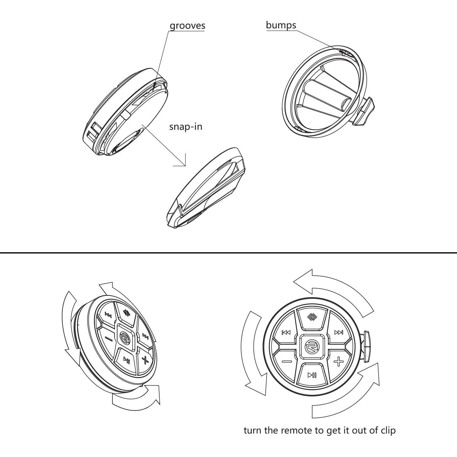Recoil PRC-1 Waterproof Bluetooth Media Button Steering Wheel Remote Control