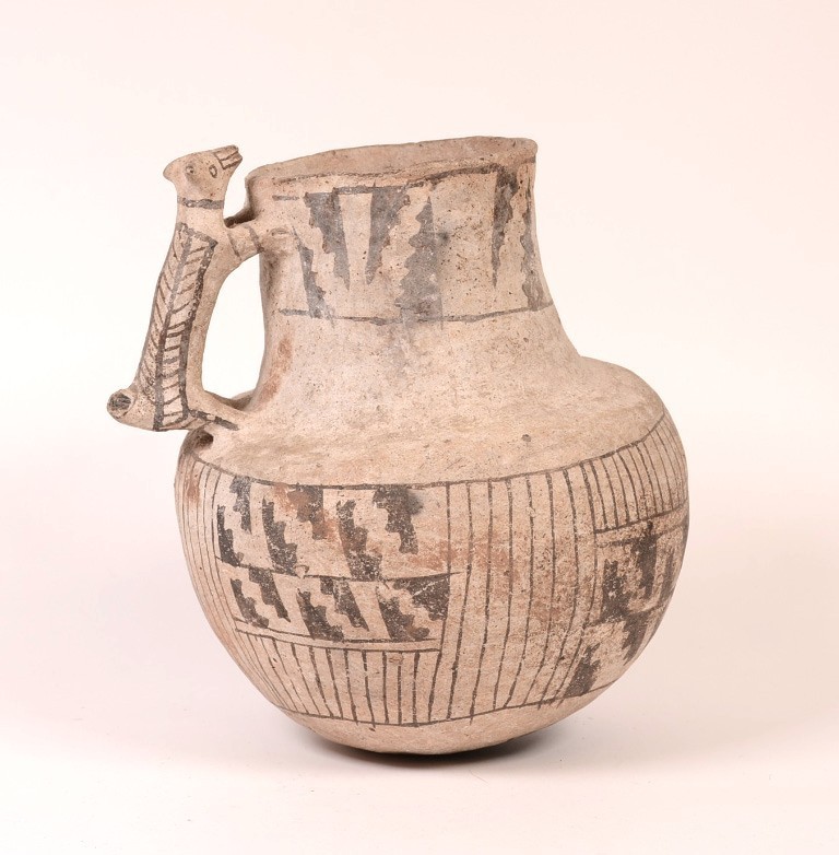 Prehistoric Anasazi Pottery Pitcher with Dog Figure Handle
