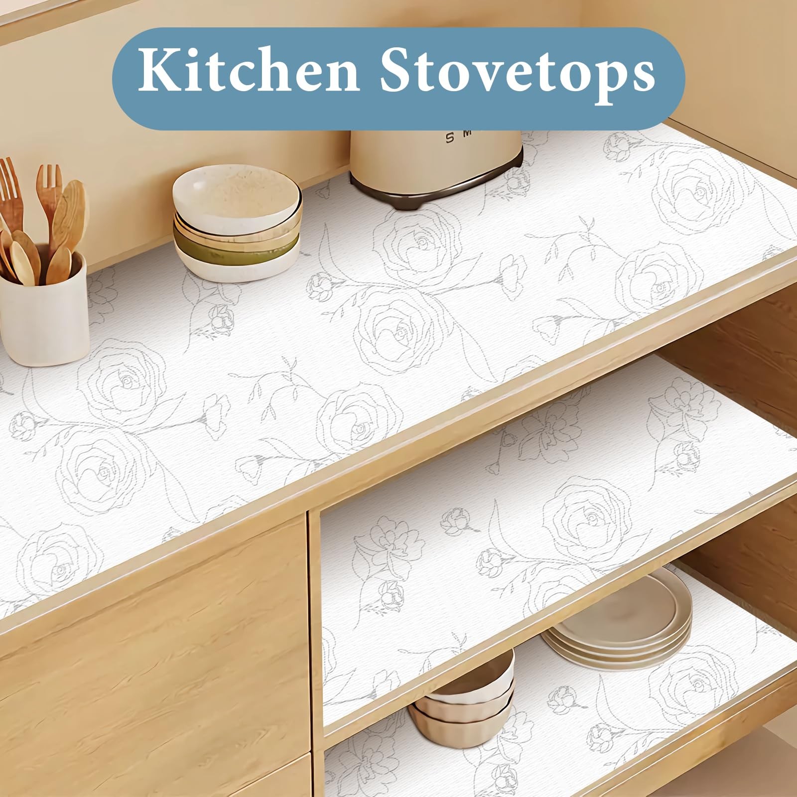 Shelf Liners for Kitchen Cabinets 12in x 20FT Non Adhesive Drawer Liner Slive...