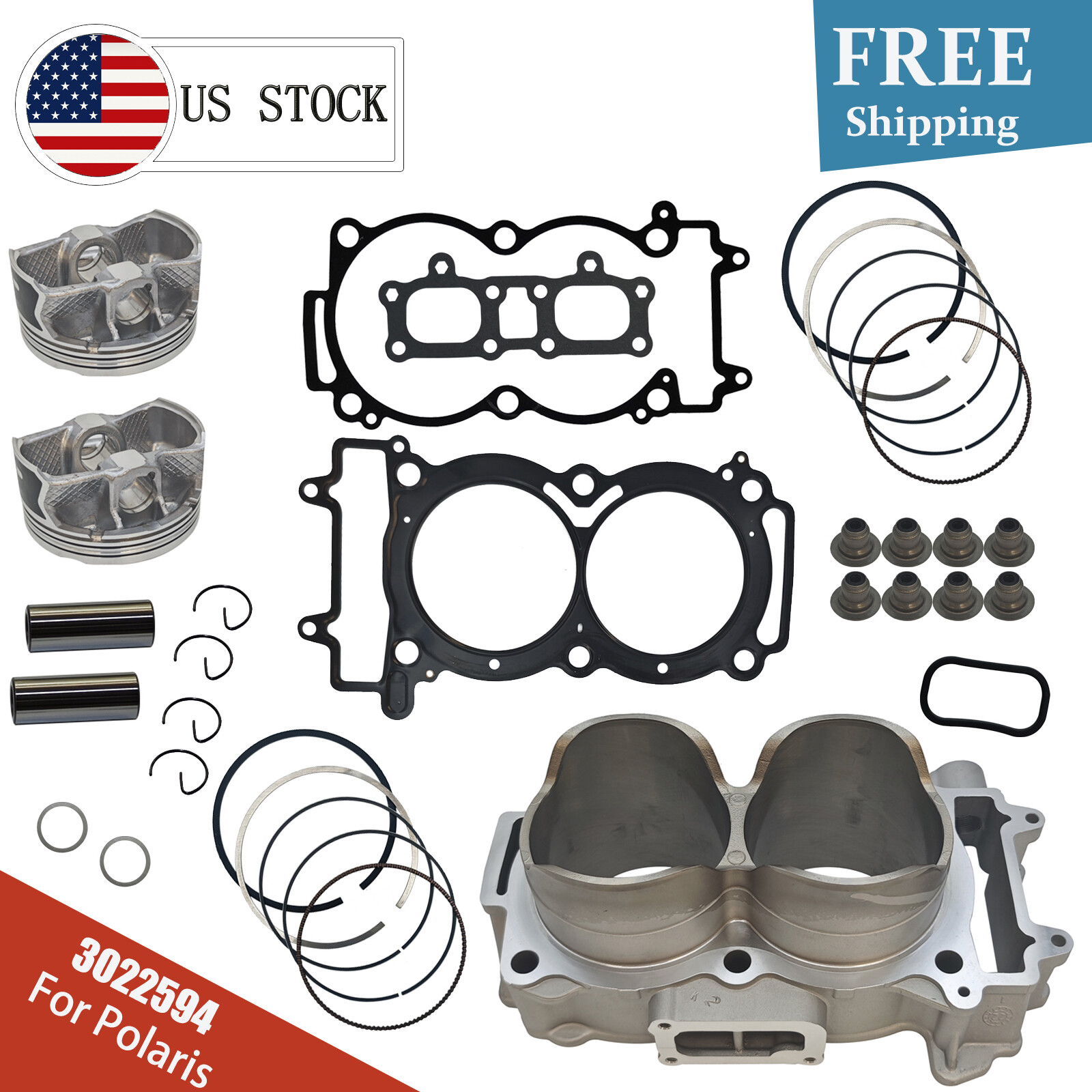 For Polaris 1000 Cylinder Piston Top End Gasket Rebuild Kit RZR XP1000 XP 93mm