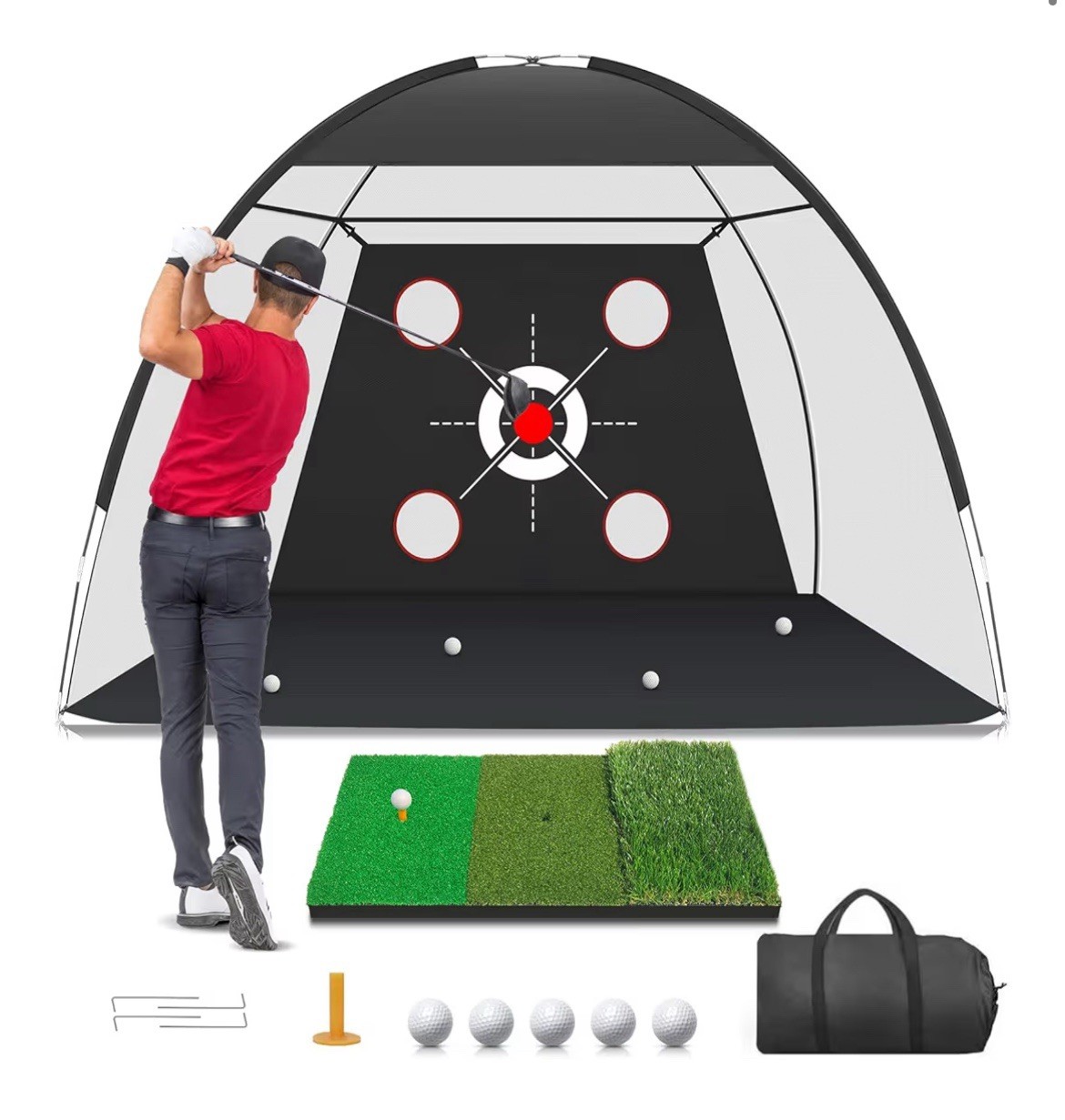 10x7ft Golf Practice Net with Hitting Mat and Balls