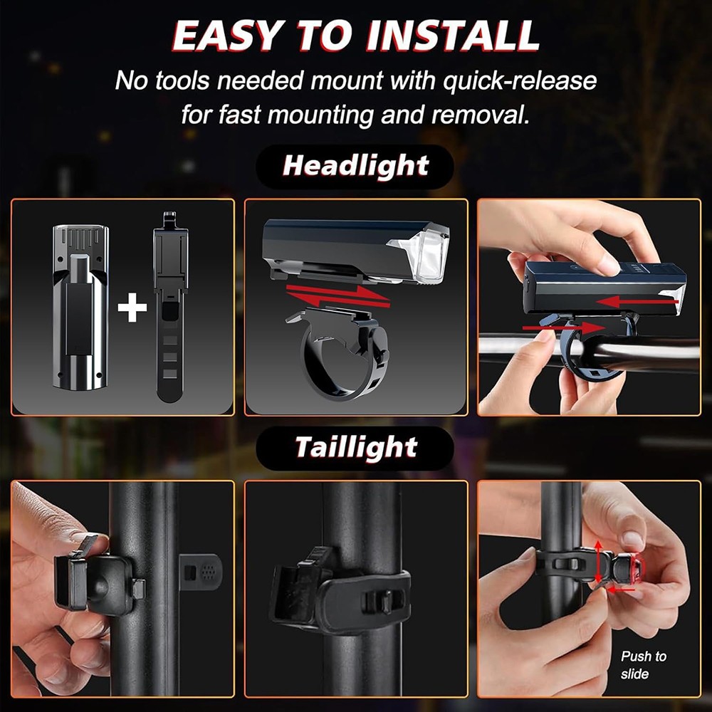 9000LM Super Bright LED Bike Light USB Rechargeable Bicycle Front Rear Headlight