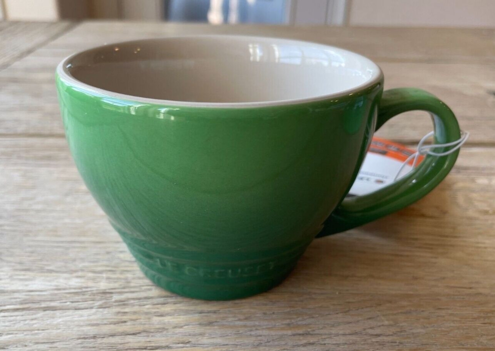 Le Creuset Stoneware Set of 2 Giant Cappuccino Bistro Mug 14 oz Bamboo Green NEW