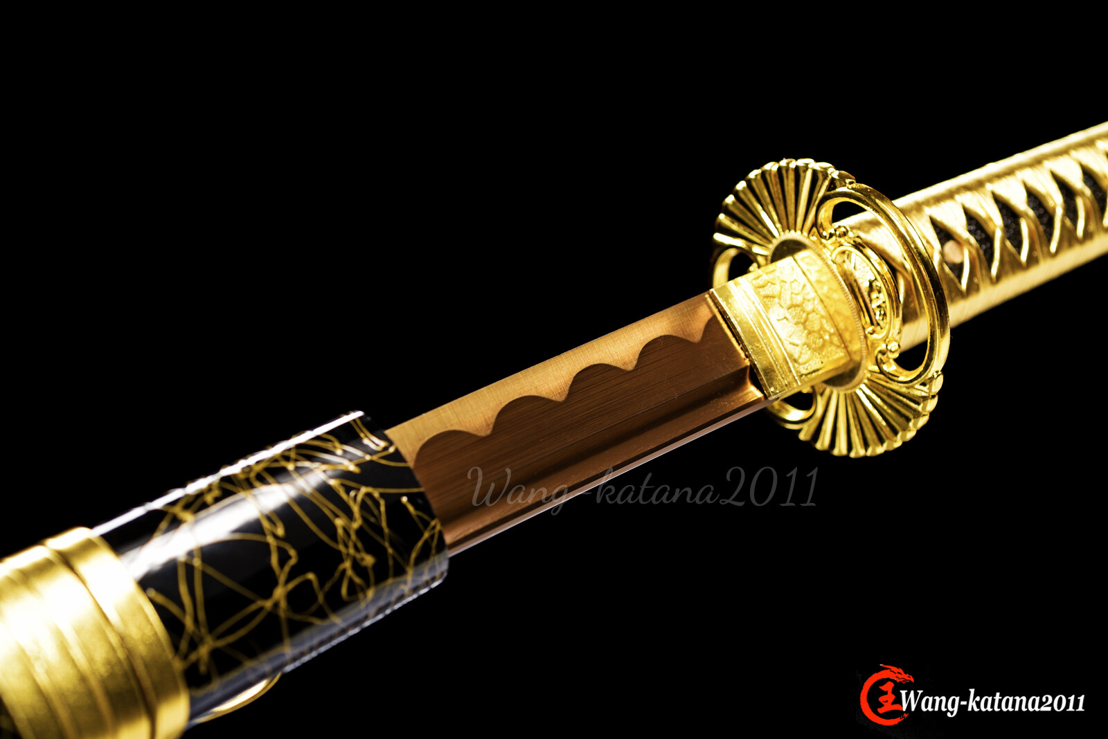 All Gold Katana 1095 Steel Sharp Battle Ready Japanese Samurai Functional Sword