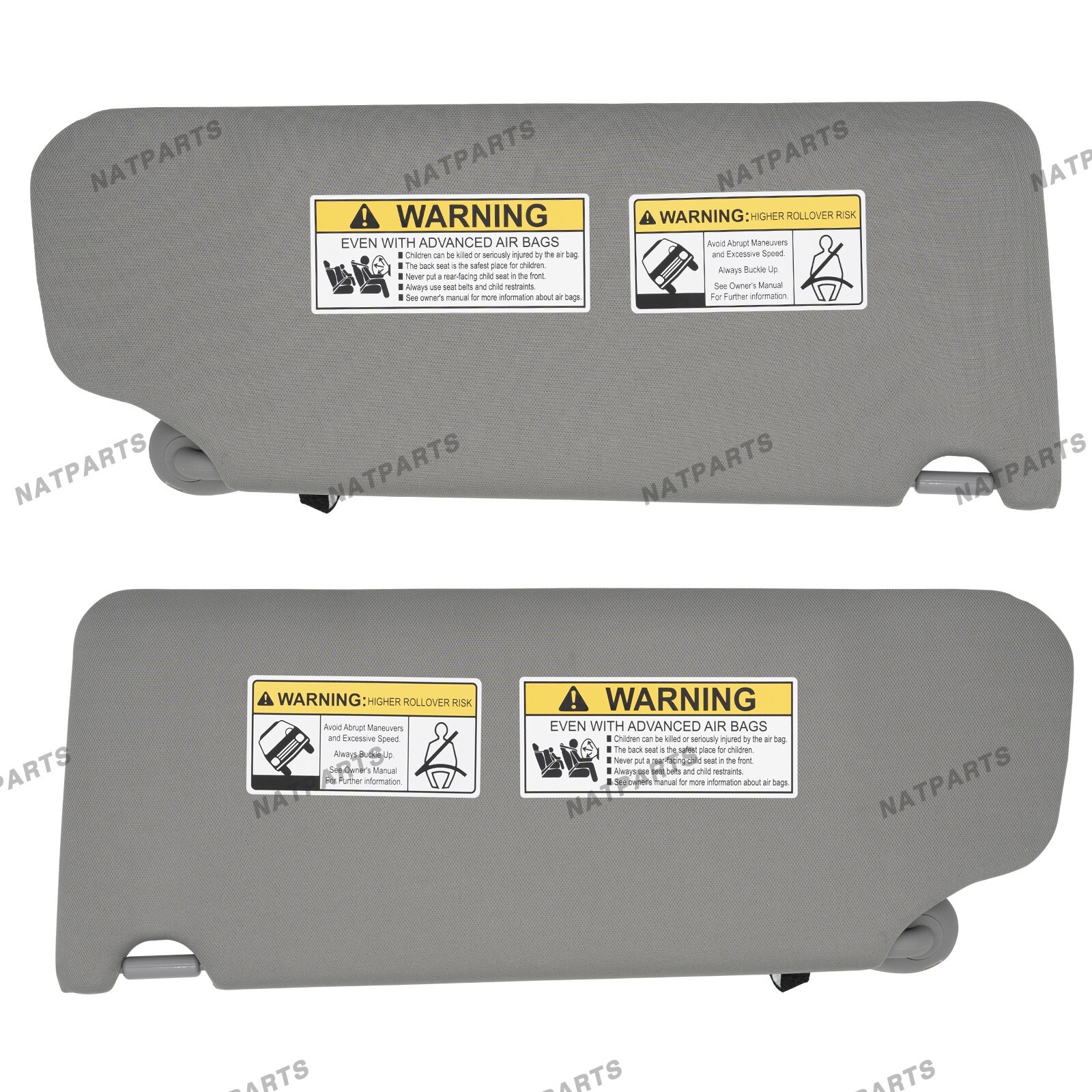 Pair Gray Side Sun Visor w/ Light for Honda Pilot 2009-2015 LH RH83280-SZA-A01ZA
