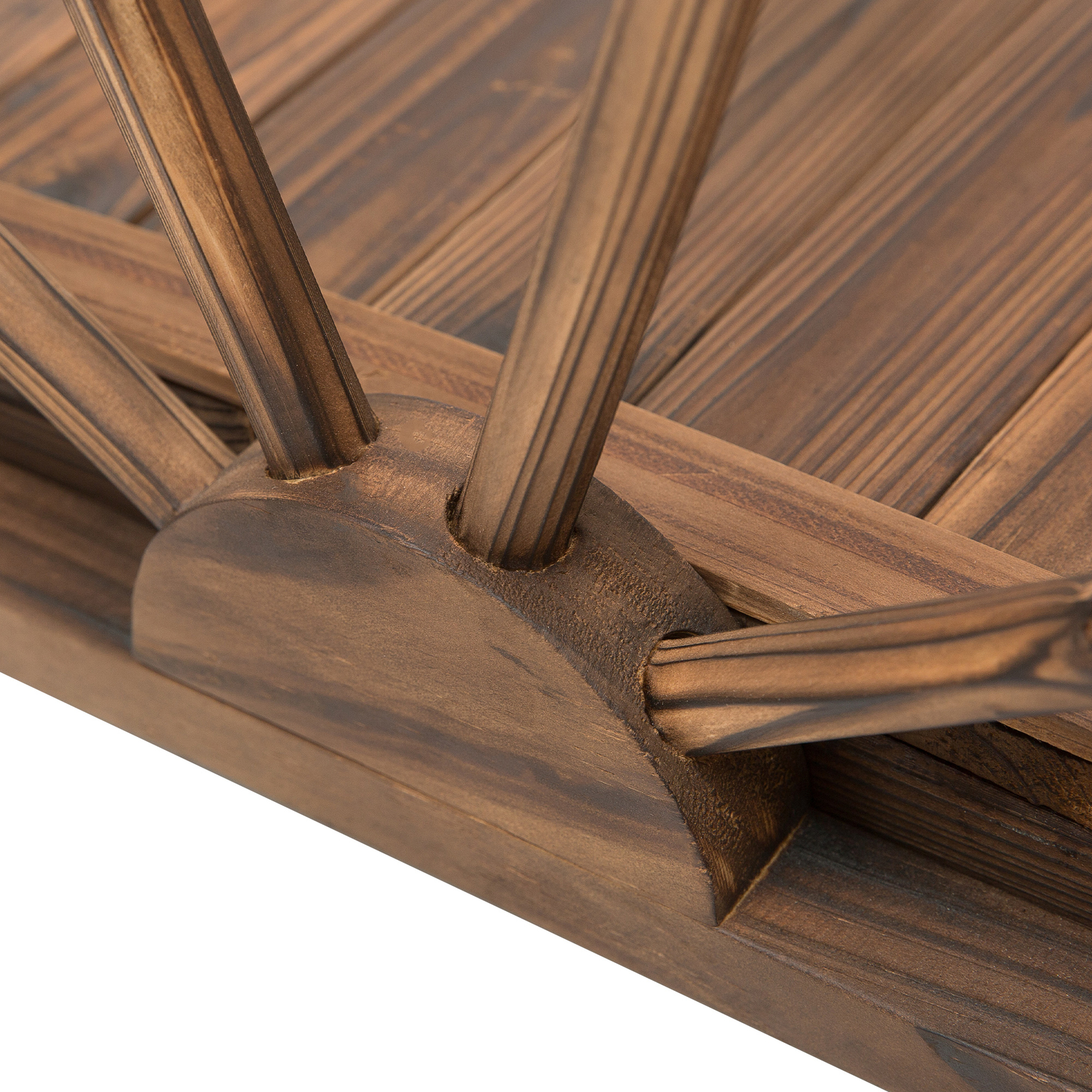 3.3ft Wooden Garden Bridge Arc Stained Finish Walkway with Half Wheeled Railings