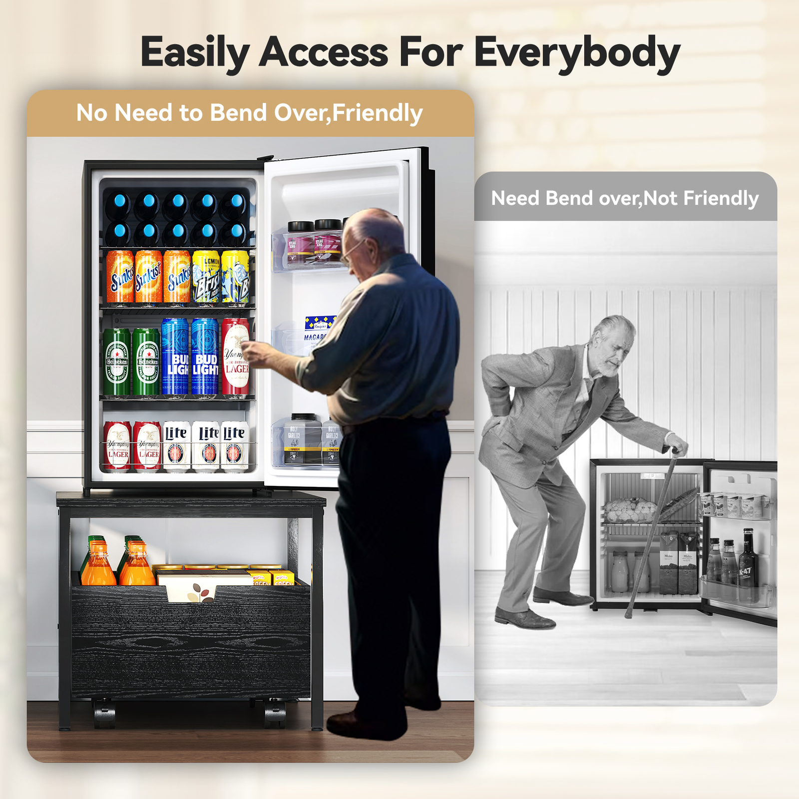 Mini Fridge Stand with Storage Beverage Refrigerator Cooler Stand Table 300LBS