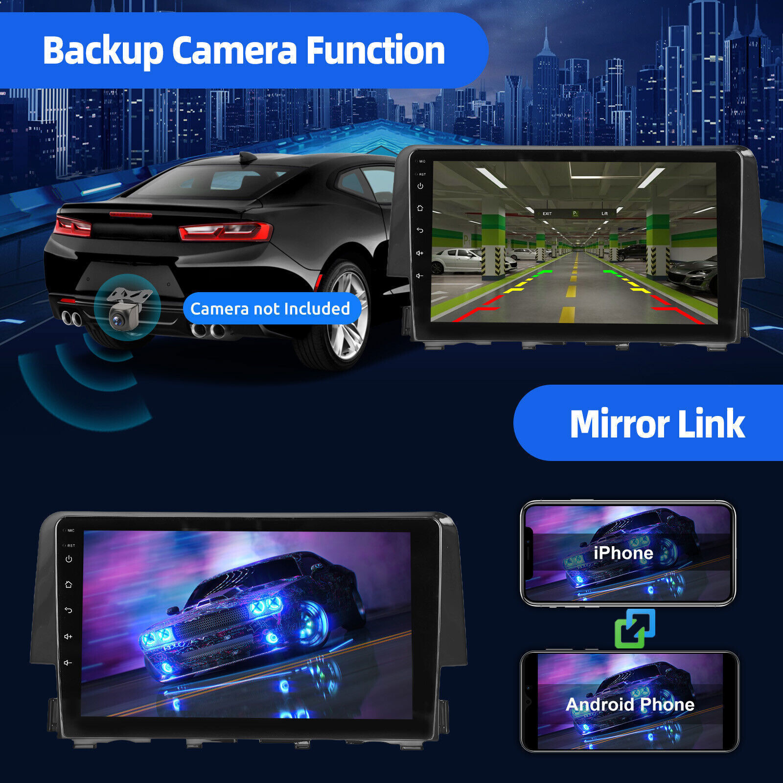 Android 13 Carplay Car Stereo Radio GPS WIFI For Honda Civic 2016-2020 Head Unit