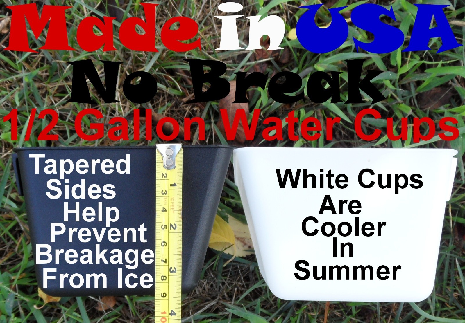 Cage Cups (48pk) 1/2 Gal 64 fl oz Large Hanging Water Cage Cup Chicken Pheasant