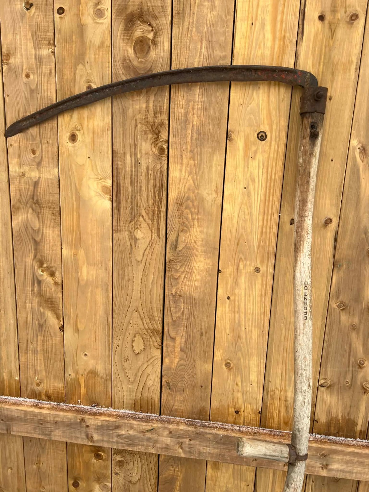 Vintage Antique 58" Long Scythe Hay Grain Sickle Farm Tool Blade is 28" Long