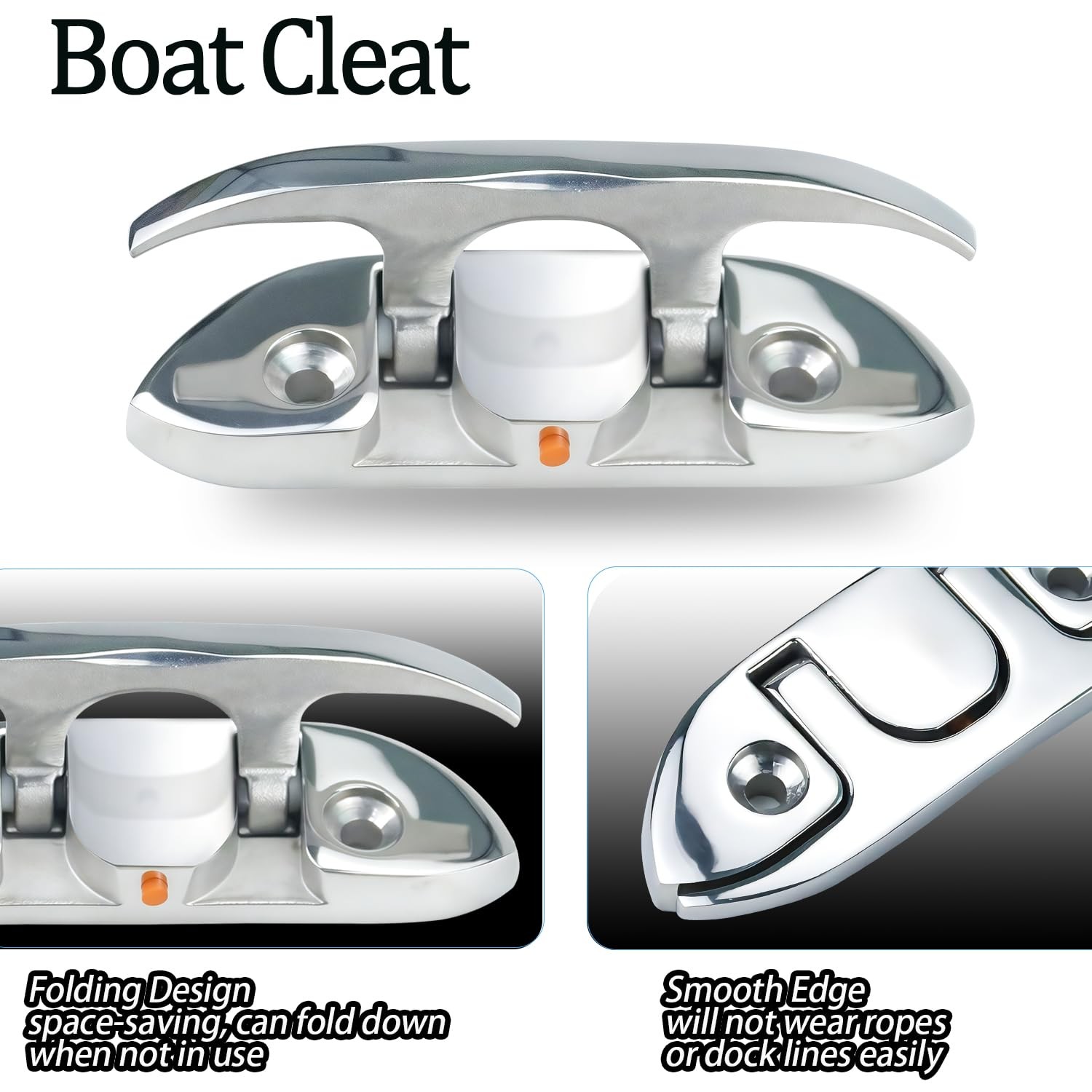 Folding Boat Cleat 41/2 Inch 316 Stainless Steel Flip Up Dock Deck Marine
