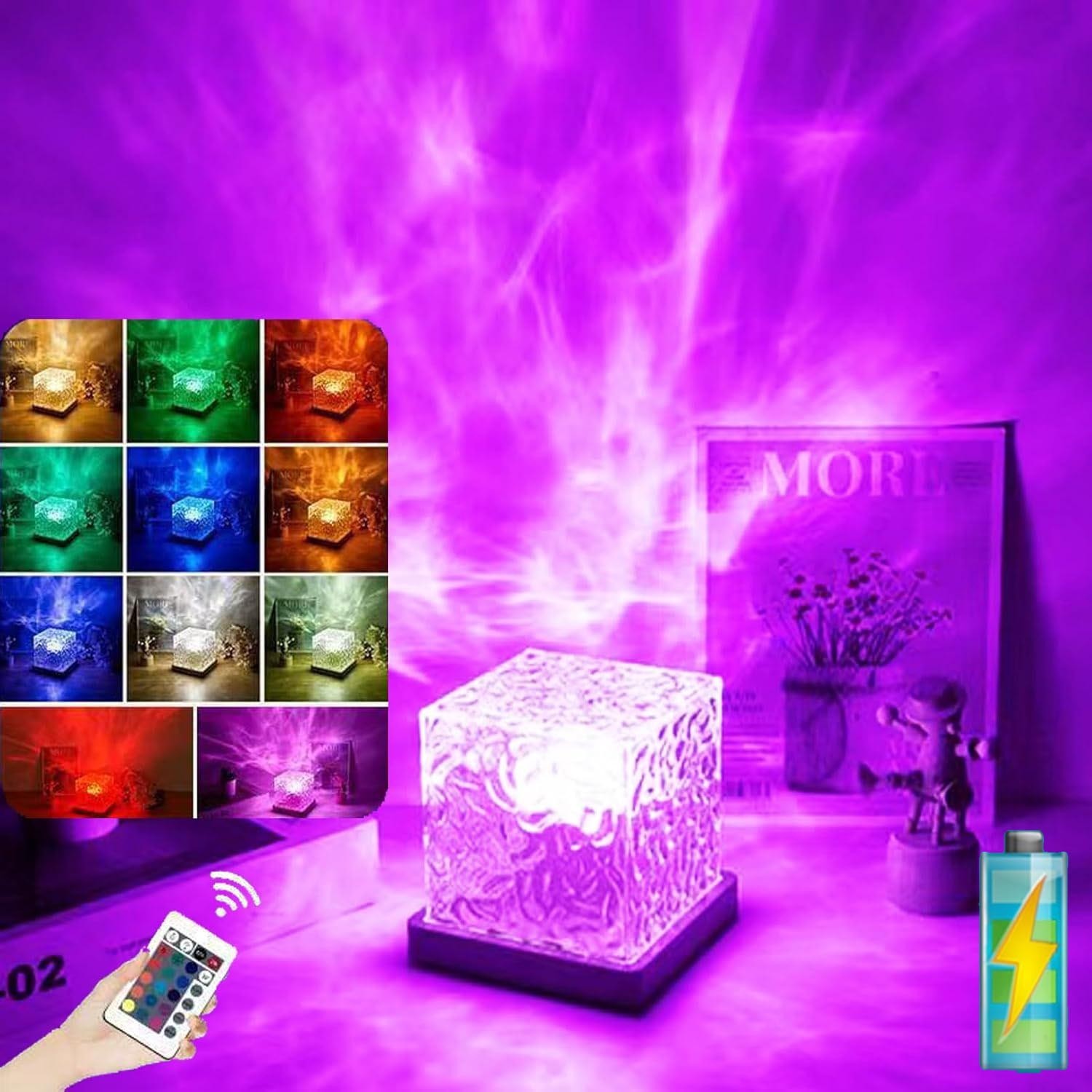 16 Colors LED Night Light Ocean Wave Projector Lamp Aurora Rechargeable Bedroom