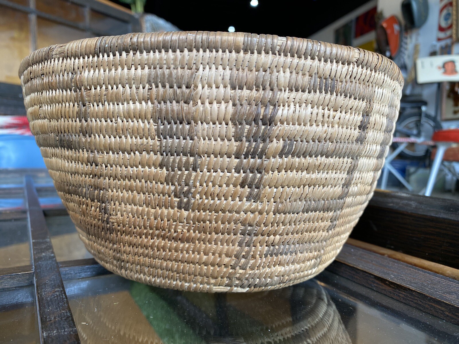 Vintage antique Native American Pima Akimel Oʼodham Basket nice design 9.5x5