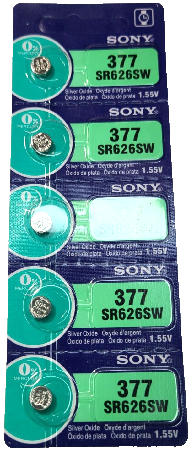 5 PACK SONY 377 SR626SW SR626 V377 SILVER OXIDE (GOOD EXP 10/32) FREE TRACKING