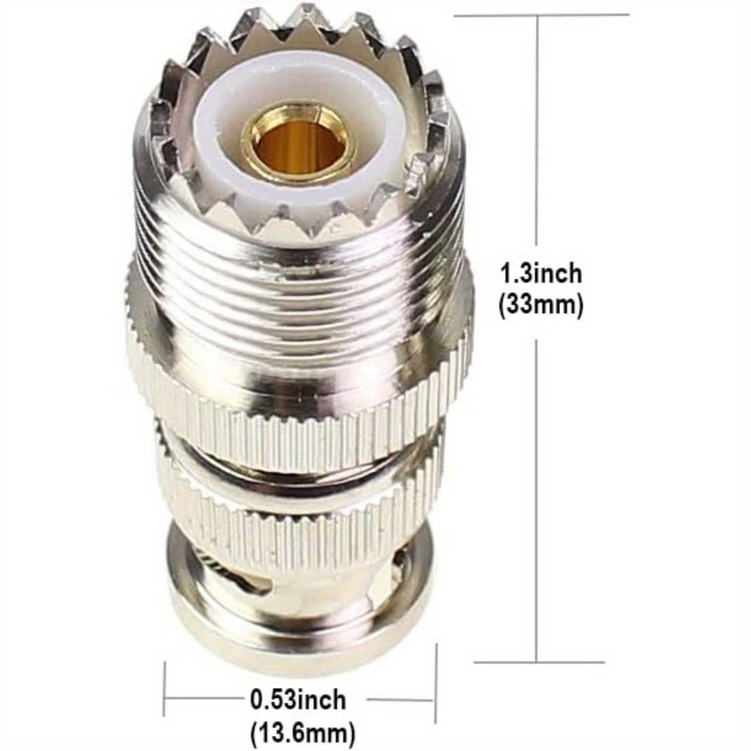 2 Pcs BNC Male to UHF Female PL259 Female to BNC Male SO-239 RF Coaxial Adapter