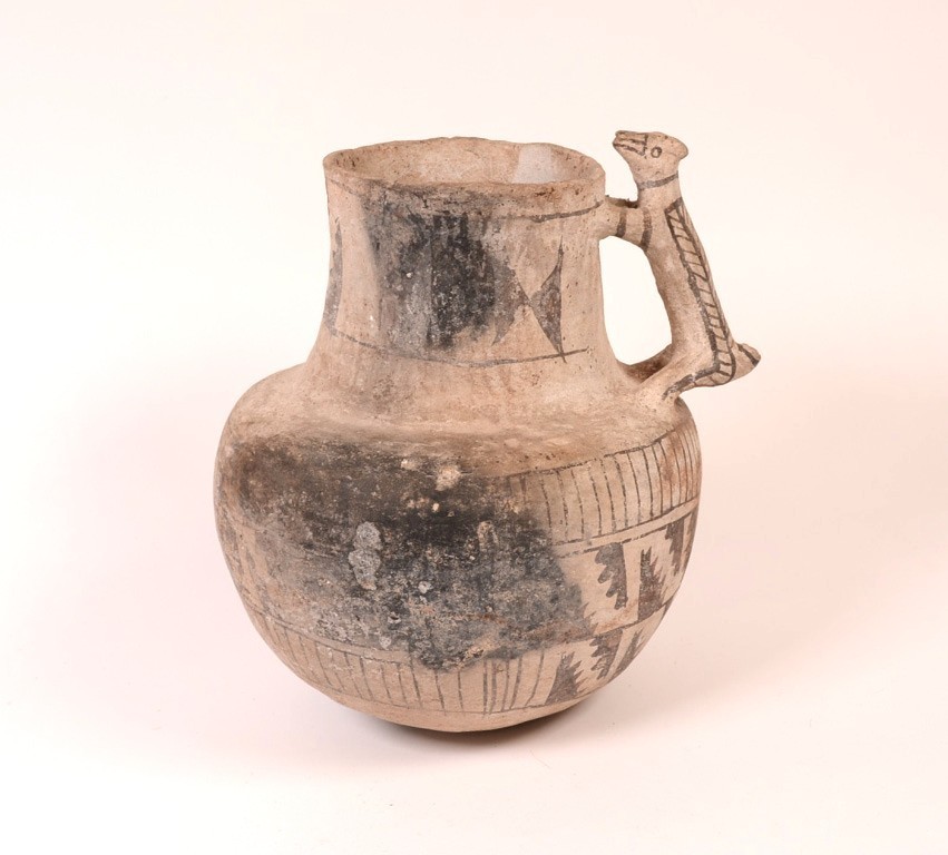 Prehistoric Anasazi Pottery Pitcher with Dog Figure Handle