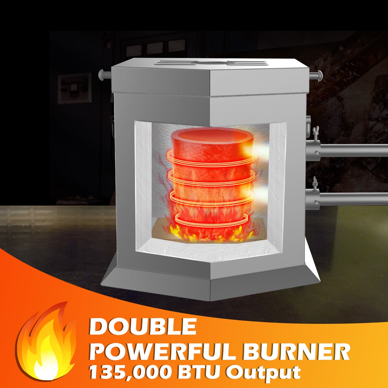 25KG Propane Furnace Kit w/ 2 Crucible Tongs,Smelting Gold Metal Recycle 2700℉