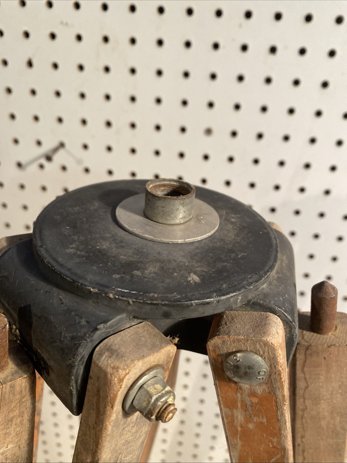 Antique Wooden Survey Tripod Floor Lamp Transit Upcycled Industrial MCM 5 Foot