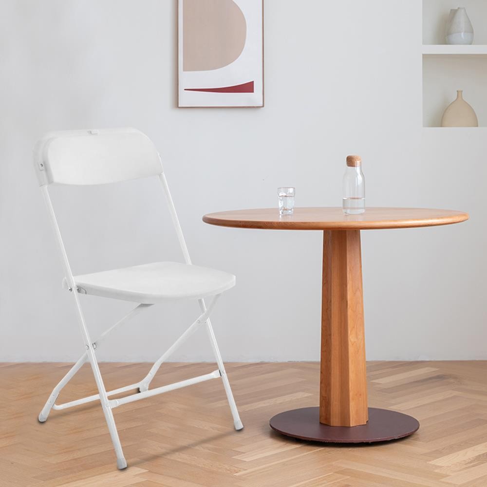 Commercial White Plastic Folding Chairs Stackable Picnic Party ( Set of 10)