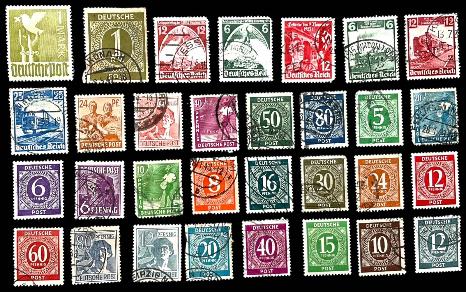 Mixed Early Classic German’s Postage Stamps, 1935-48, Used, VG!